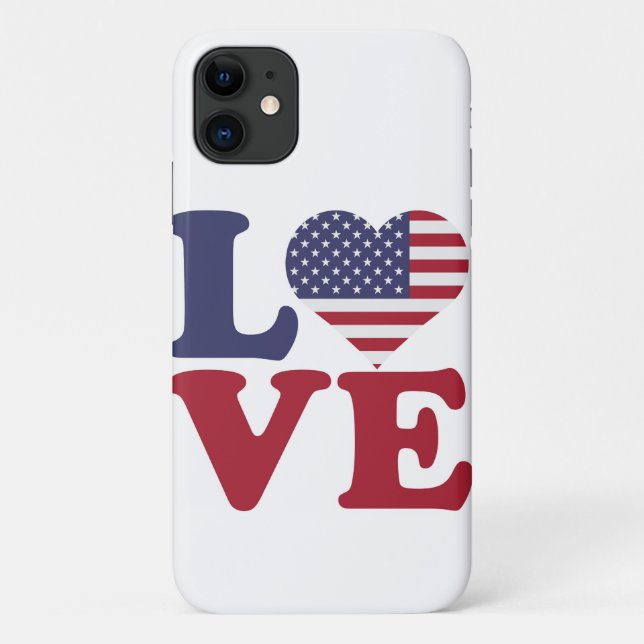 American Flag Patriotic Love Case-Mate iPhone Case (Back)