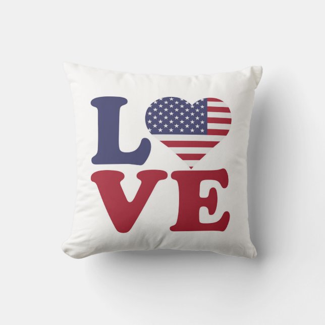 American Flag Patriotic Love Cushion (Front)