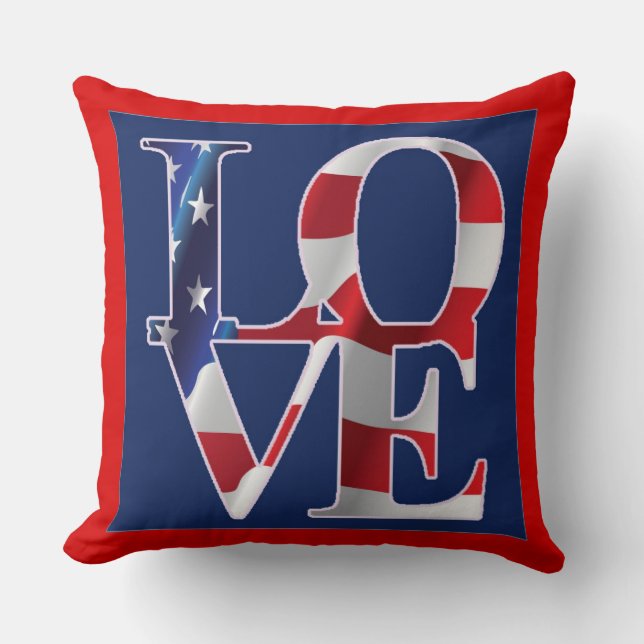 American flag Patriotic Love Cushion (Front)