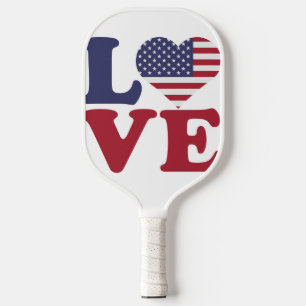 American Flag Patriotic Love Pickleball Paddle