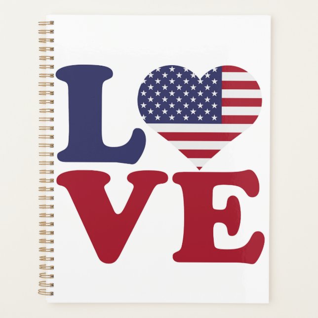 American Flag Patriotic Love Planner (Front)