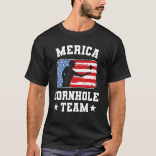 American Flag Patriotic Merica Cornhole Team Corn T-Shirt