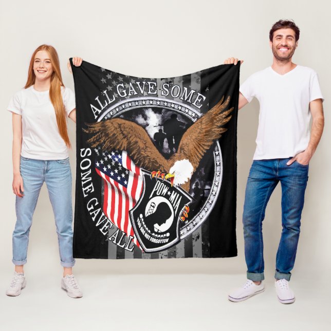 American Flag, Patriotic Military Eagle Tribute Fleece Blanket (In Situ)