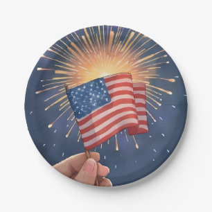 American Flag Patriotic Party Paper Plate