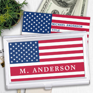 American Flag Patriotic Stars and Stripes  Business Card Holder
