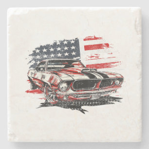 American Flag Patriotic Stone Coaster