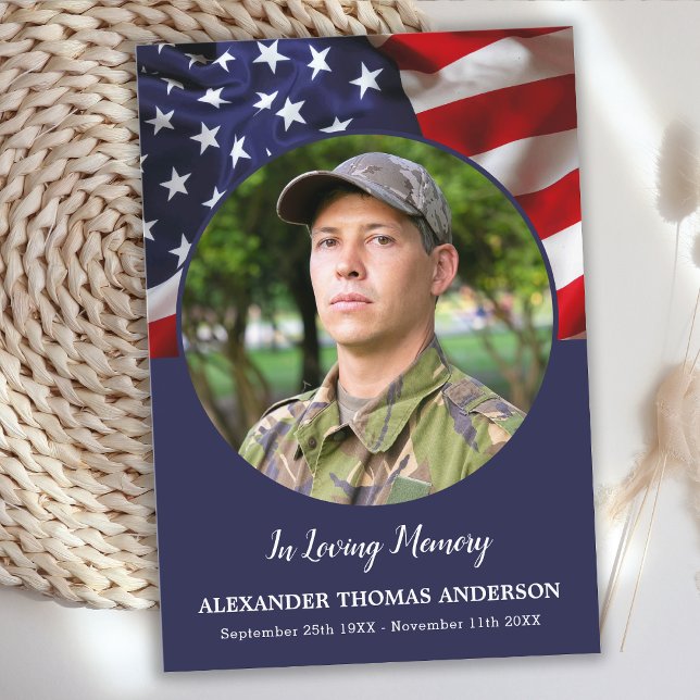 American Flag Patriotic Sympathy Military Funeral Thank You Card (Creator Uploaded)