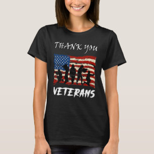American Flag Patriotic Thank You Veterans Proud V T-Shirt