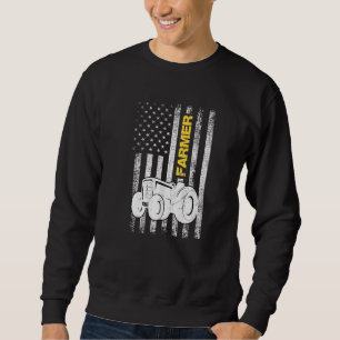 American Flag Patriotic Tractor Farming Farmers Ga Sweatshirt
