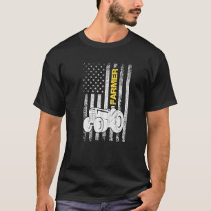 American Flag Patriotic Tractor Farming Farmers Ga T-Shirt