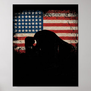 American Flag Patriotic Usa Buffalo Bison 4th Of J Poster