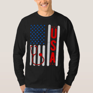 American Flag Patriotic USA Nurse Life RN LPN CNA T-Shirt