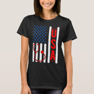 American Flag Patriotic USA Nurse Life RN LPN CNA  T-Shirt