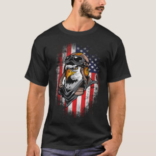 American Flag Patriotic Veteran Bald Eagle Pilot D T-Shirt