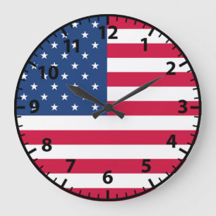 American Flag Patriotic Veterans Wall Clock