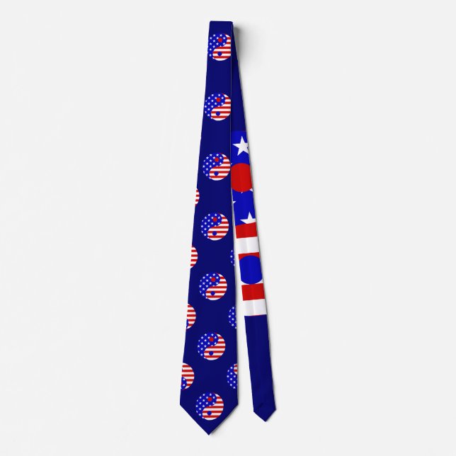 american flag patriotic yin yang stars stripes tie (Front)