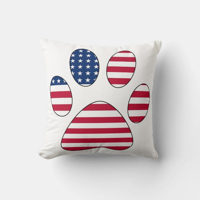 American flag paw print pillow (Front)