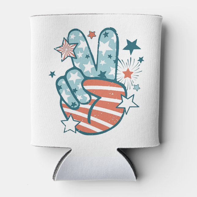 American Flag "Peace" Can Cooler (Front)