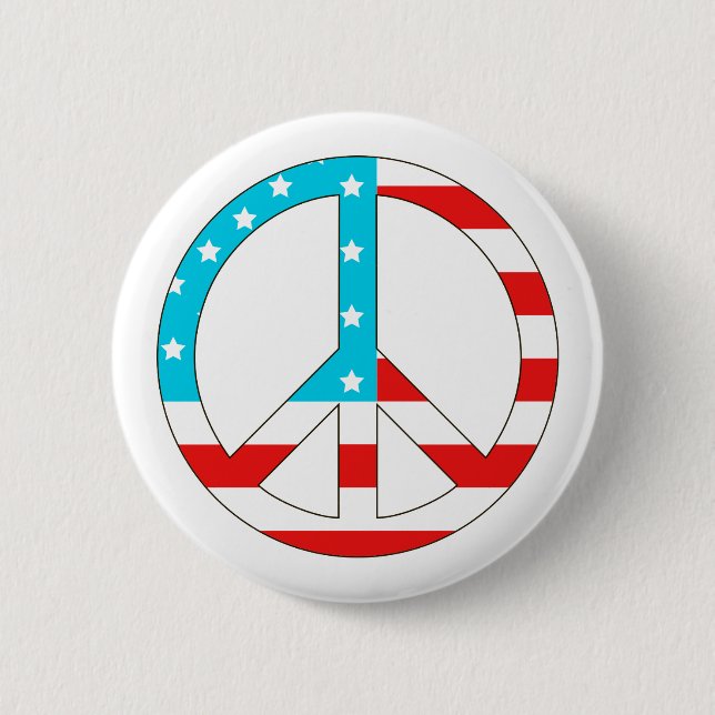 American Flag Peace Sign 6 Cm Round Badge (Front)