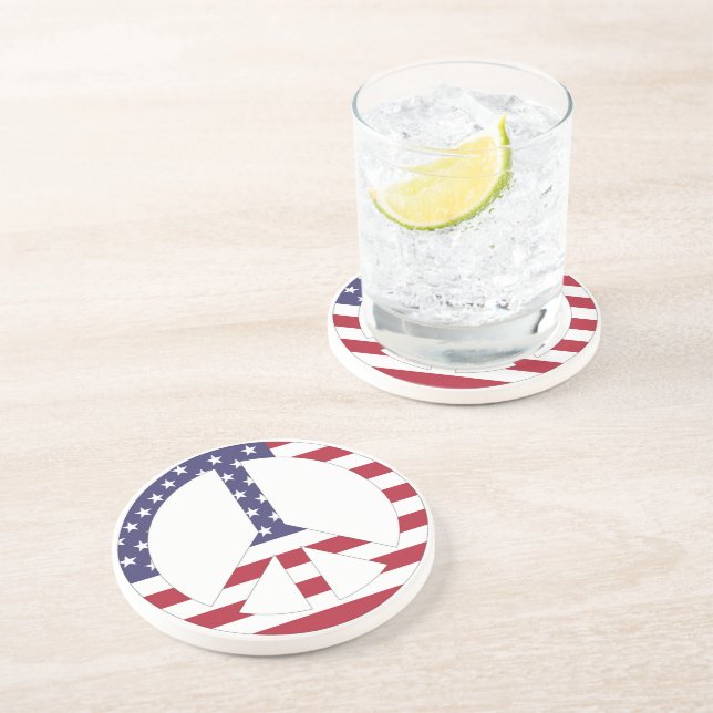 AMERICAN FLAG PEACE SIGN COASTER (Side)