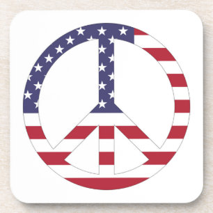 AMERICAN FLAG PEACE SIGN COASTER