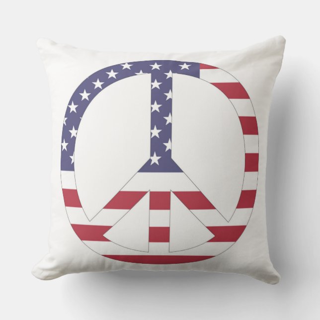 AMERICAN FLAG PEACE SIGN CUSHION (Front)