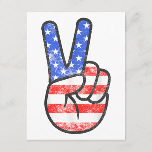 American Flag Peace Sign Hand T-Shirt Fourth of Ju Enclosure Card