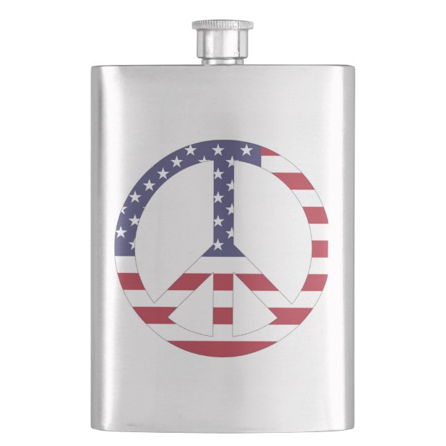 AMERICAN FLAG PEACE SIGN HIP FLASK (Front)