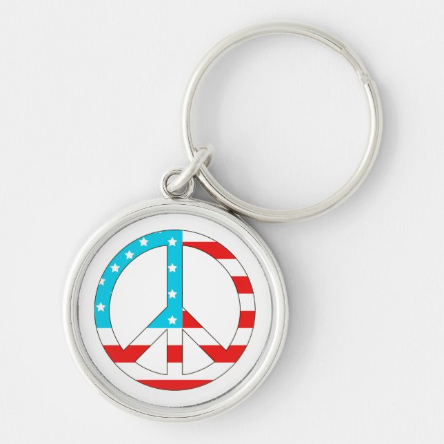 American Flag Peace Sign Key Ring (Front)