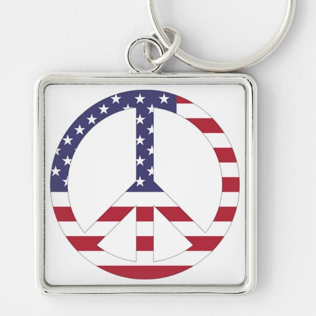AMERICAN FLAG PEACE SIGN KEY RING (Front)