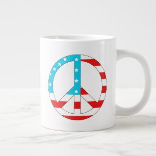 American Flag Peace Sign Large Coffee Mug