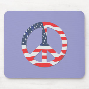 American Flag Peace Sign Mouse Pad