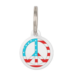 American Flag Peace Sign Pet Tag