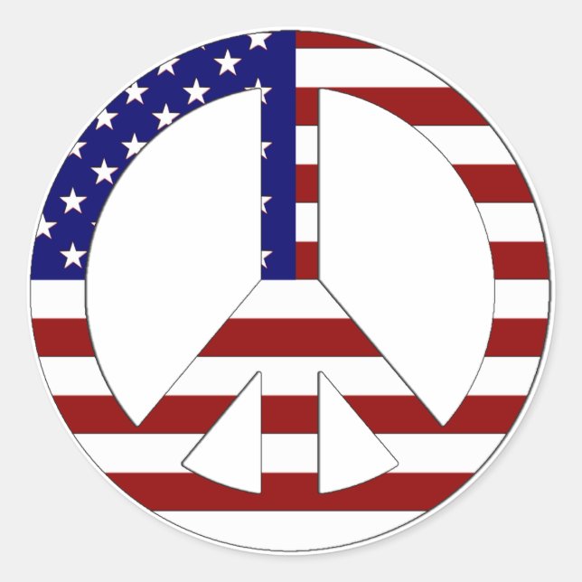 American Flag Peace sign USA Classic Round Sticker (Front)
