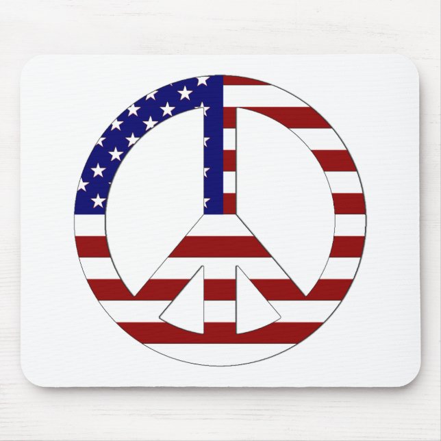 American Flag Peace sign USA Mouse Pad (Front)