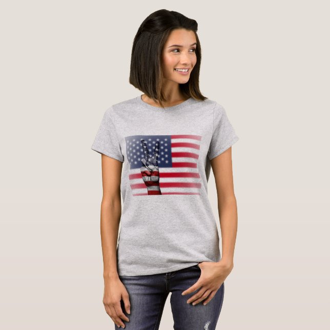 American Flag Peace Sign Womens Shirt (Front Full)