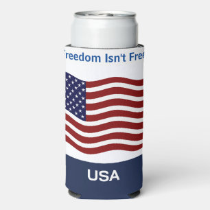 American Flag Personalise Name & Text Tall Seltzer Seltzer Can Cooler