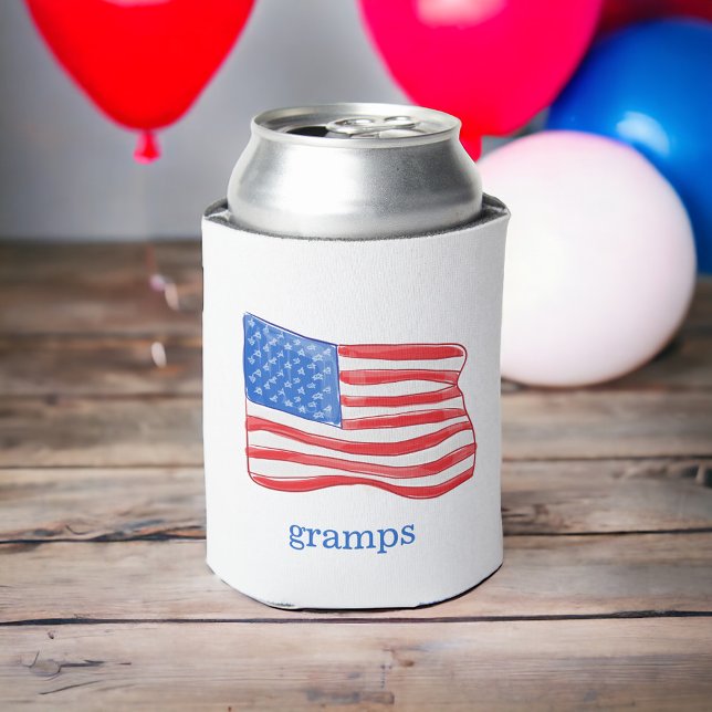 American Flag Personalised Can Cooler (Creator Uploaded)