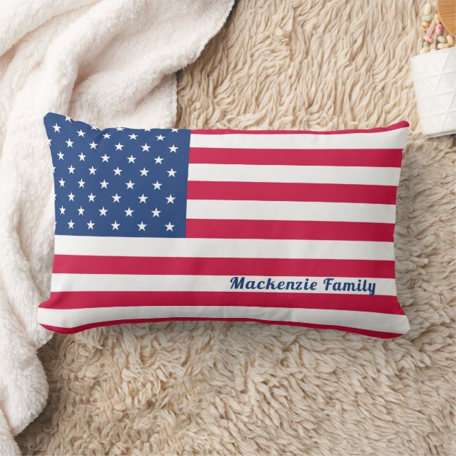 American Flag | Personalised Family Lumbar Cushion (Blanket)