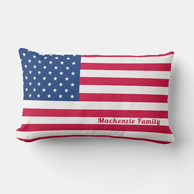 American Flag | Personalised Family Lumbar Cushion (Front)
