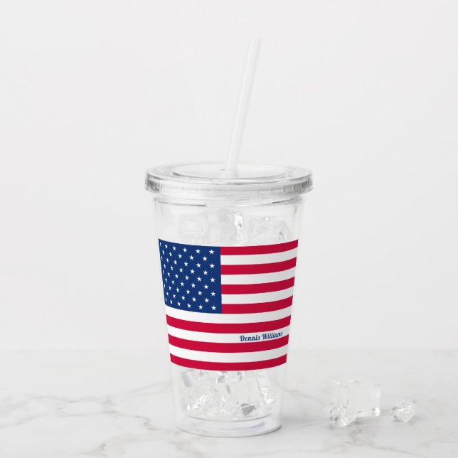 American Flag | Personalised Patriotic Acrylic Tumbler (Back Ice)