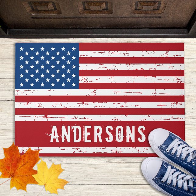 American Flag Personalised Patriotic Stars Stripes Doormat (Creator Uploaded)