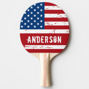 American Flag Personalised Patriotic Stars Stripes Ping Pong Paddle