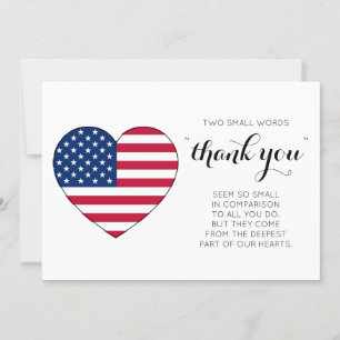 American Flag Personalised USA Heart Military Thank You Card