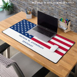 American Flag Personalised USA Military  Desk Mat<br><div class="desc">Thin Blue Line Police Desk Mat - American flag modern bred white and blue design . Personalise with military officers name. This personalised military desk mat is perfect for military branches, veterans, police departments and law enforcement officers. COPYRIGHT © 2023 Judy Burrows, Black Dog Art - All Rights Reserved. American...</div>