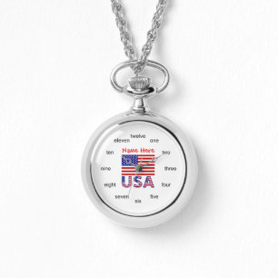 American Flag Personalised Word Numbers Necklace