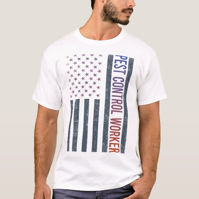 American Flag - Pest Control Worker T-Shirt (Front)