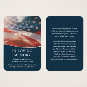 American Flag Photo Memorial Prayer Card