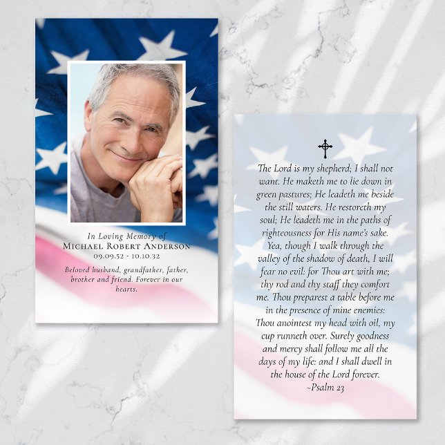 American Flag Photo Memorial Prayer Card (Creator Uploaded)