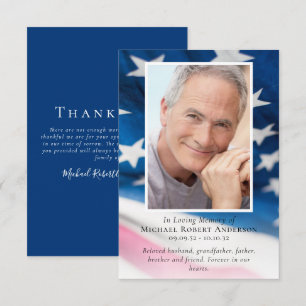 American Flag Photo Memorial Thank You Card